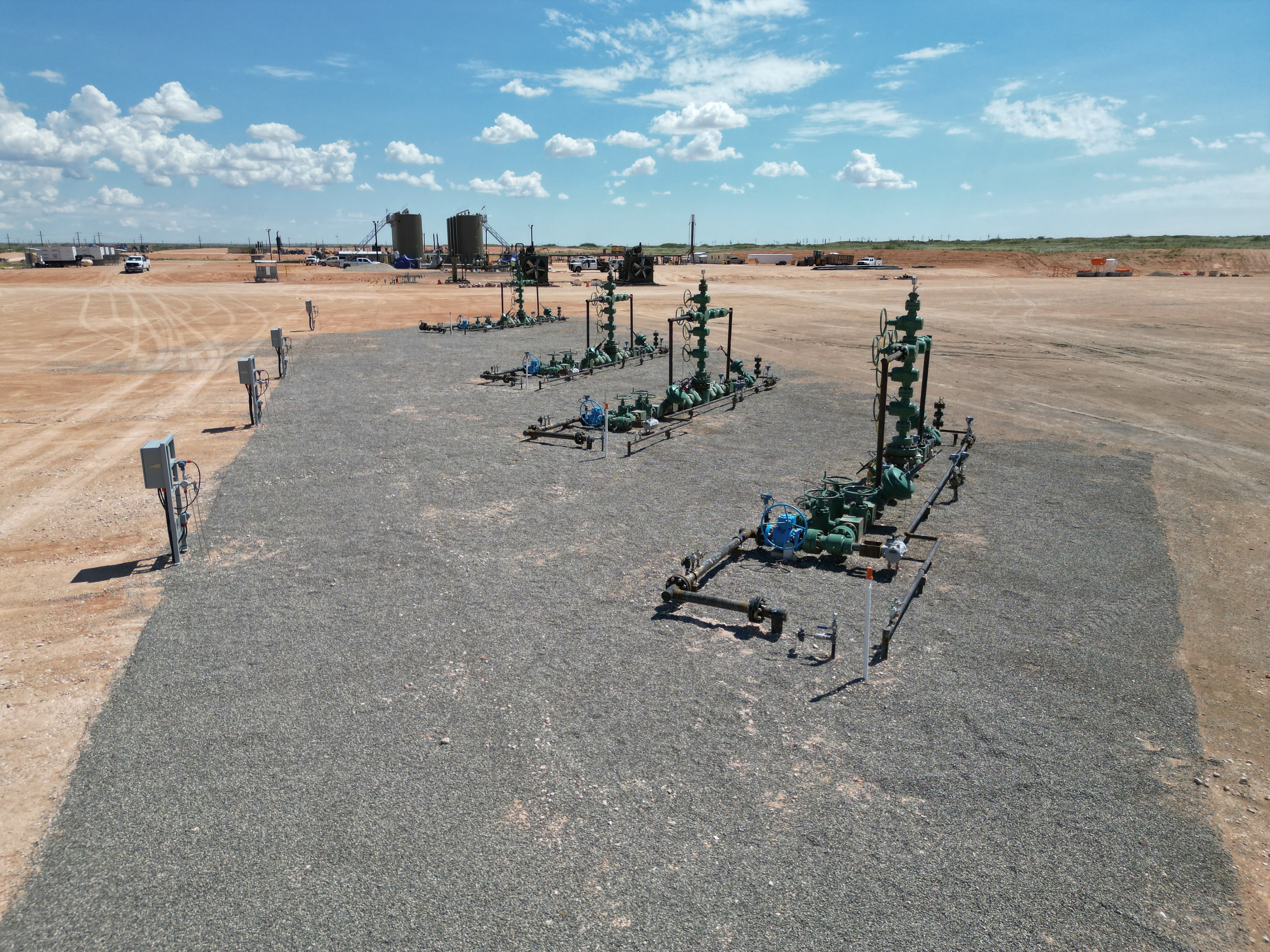 Aerial view of a J&R oilfield worksite